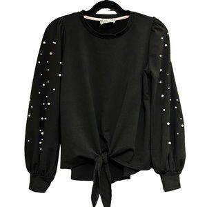Skonhet Puff Sleeve Pearl Top